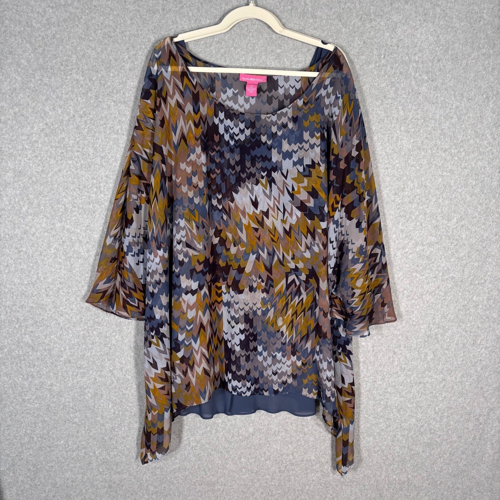 Woman Within Asymmetric Tunic Top 3X‎ Tank Layer Chevron Abstract Artsy Flowy